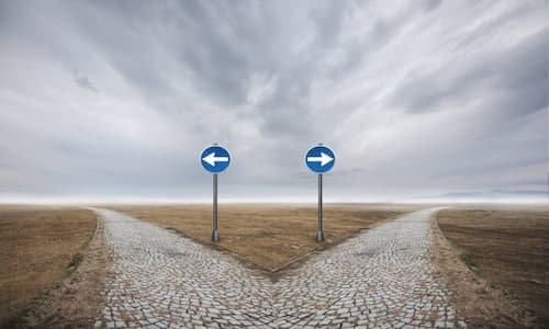 Image of a division point between two roads